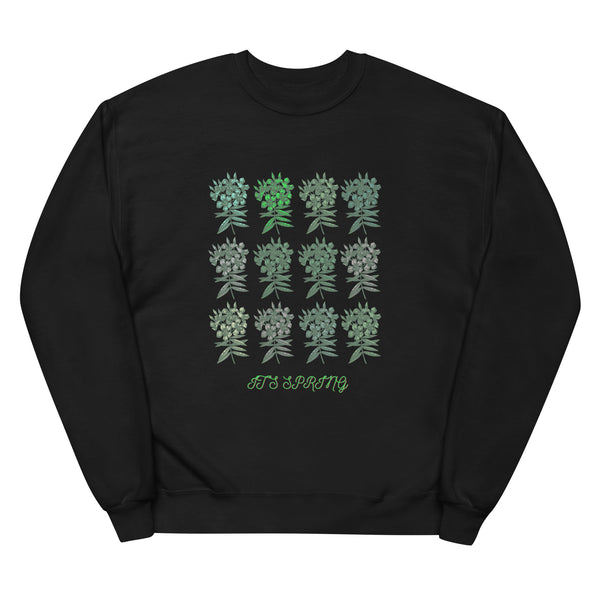 It is Spring - Flowers in Green - Unisex Fleece SweatShirt