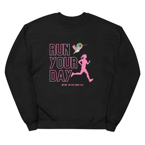 Run Your Day with A Hummingbird - Pink - Unisex Fleece SweatShirtUnisex fleece sweatshirt