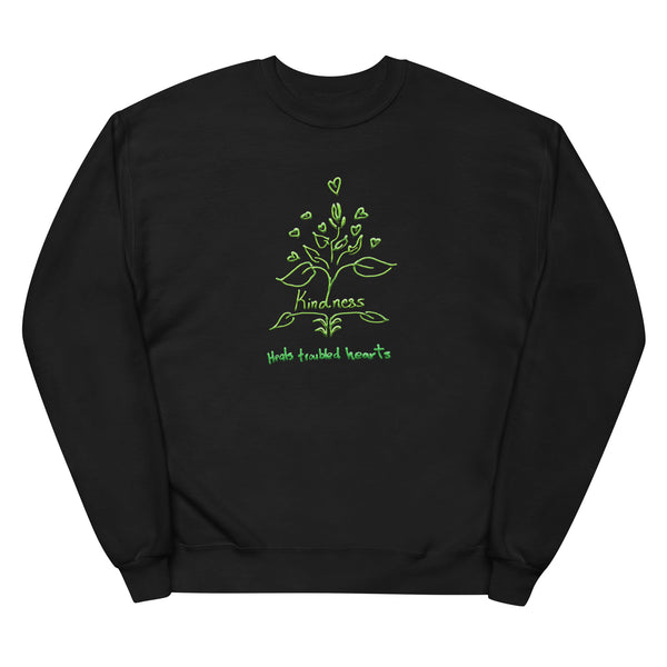 Kindness - Heart - Quote- Green Unisex Fleece SweatShirt