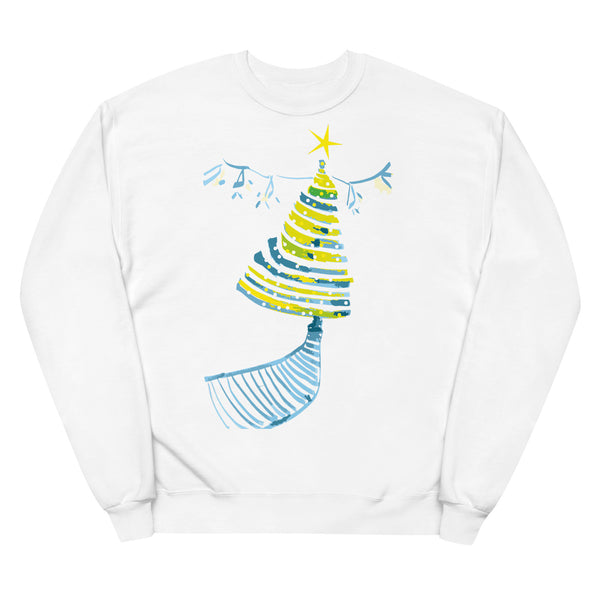 Merry Christmas Tree in Snow - Unisex fleece sweatshirt