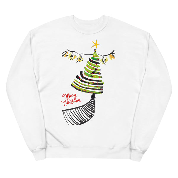 Merry Christmas Tree in Snow - Unisex Fleece SweatShirt